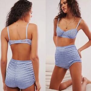 NEW Free People Intimately Ruched Shorties Shorts Blue XS New With Tags Coquette